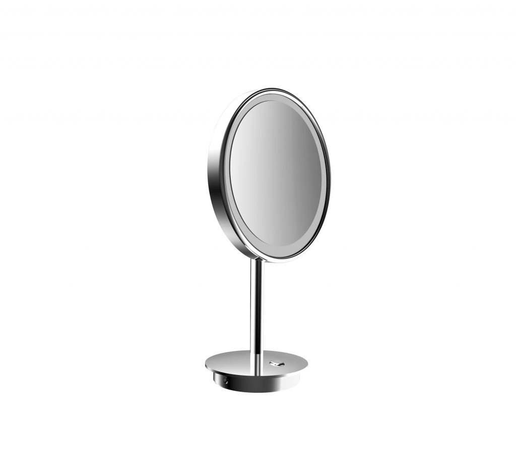 LED shaving and cosmetic mirror, standing emco Novus All Round Solutions for Your Building